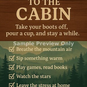 Welcome to the Cabin – Rustic Lodge & Airbnb Sign – Digital Print