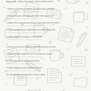 Printable Office Feud Game | Office Party Family Feud | Team Building Workplace Trivia