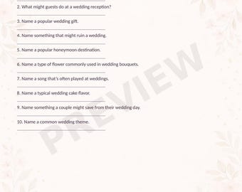 Printable Bridal Shower Feud Game | Family Feud Style Bridal Shower Game | Fun Wedding Shower Party Activity