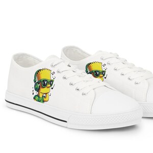 Zapatos estilo Converse de Bart Simpson | Zapatillas personalizadas de Los Simpsons | Zapatos de dibujos animados de ropa de calle | Regalo para niños de los 90 | Calzado personalizado para fanáticos de Bart