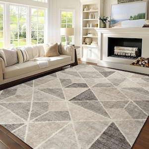 Modern Geometric Area Rug – Living Room Rug – Abstract Design Rug