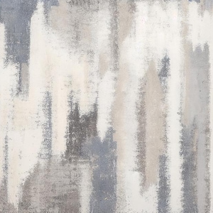 May include: Abstract rug with a vertical brushstroke design in shades of white, gray, and beige. The rug's pattern creates a textured appearance, suitable for various interior styles.