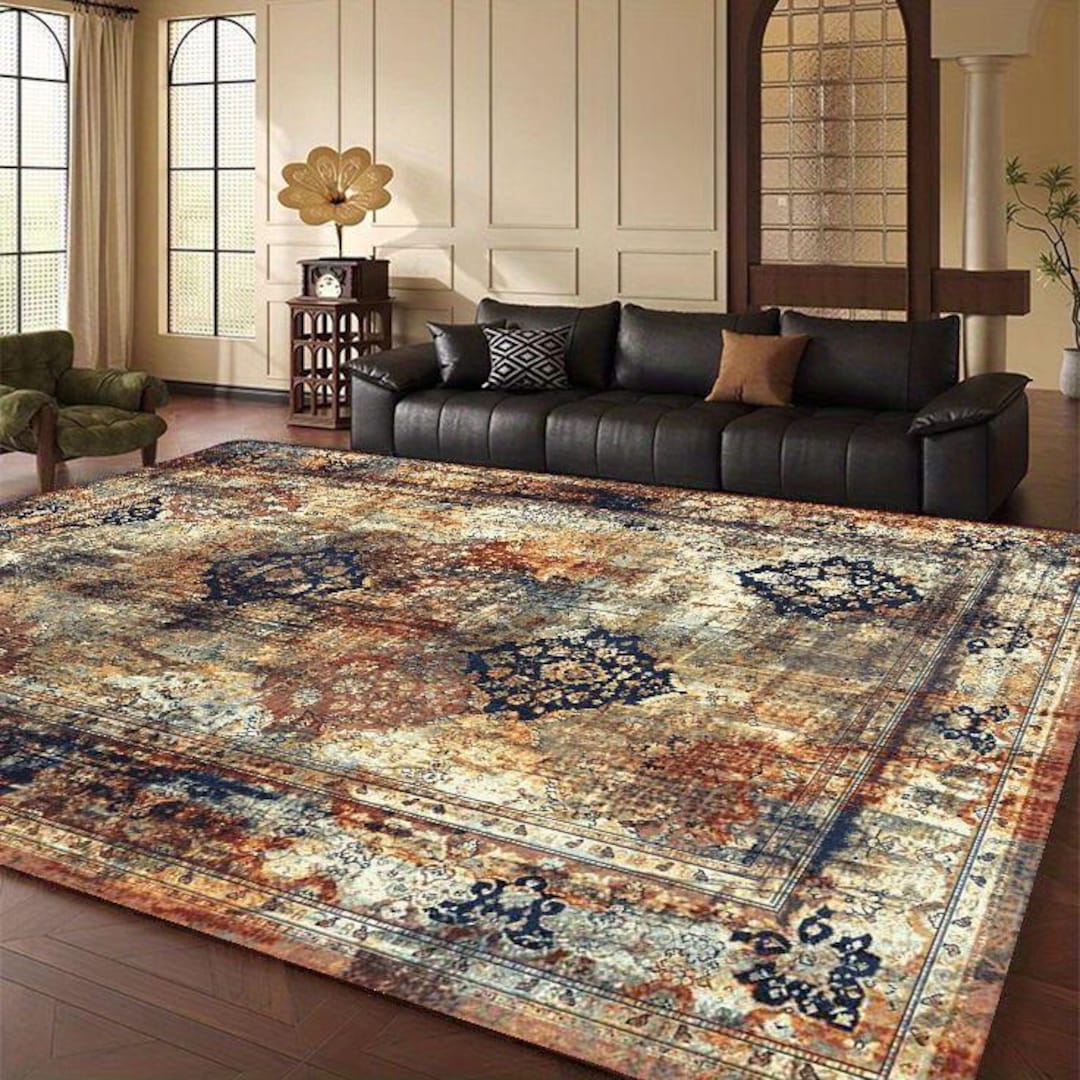 Vintage Faded Oriental Rug for Boho Living Room Decor - Distressed ...
