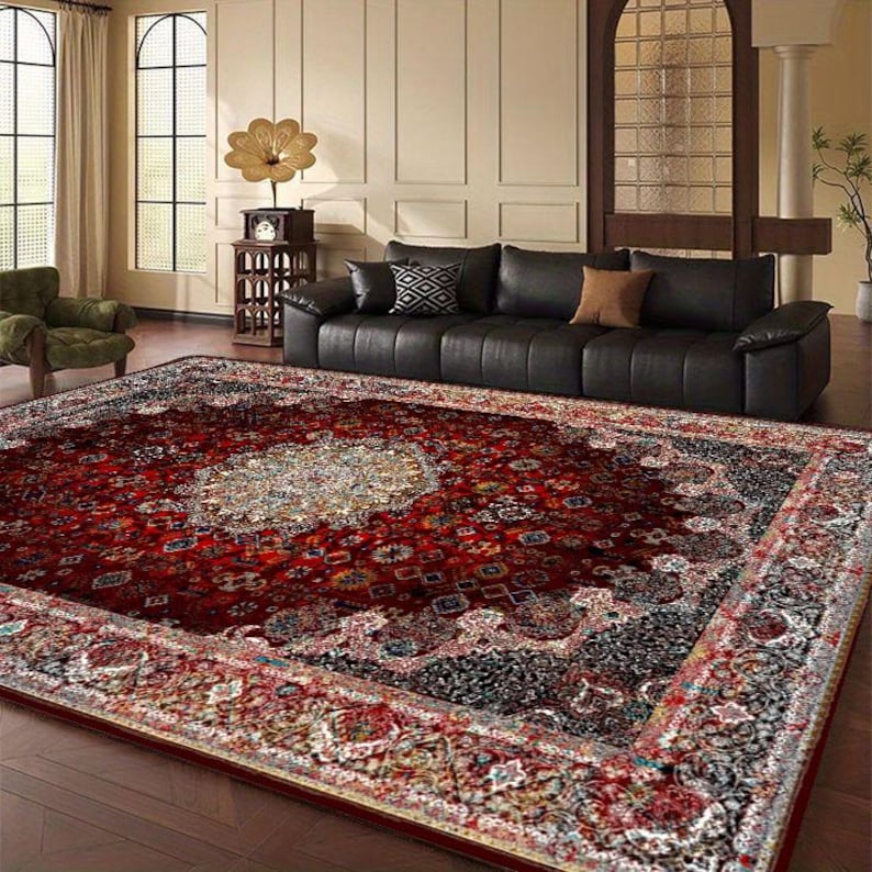 Luxury Persian Style Rug, Red Oriental Medallion Carpet, Vintage ...