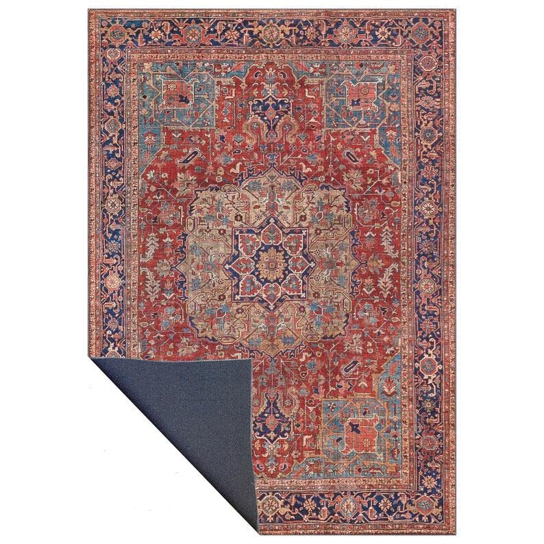 Vintage Heriz Rug – Red and Blue Oriental Carpet – Boho Home Decor Rug ...