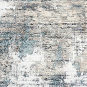Modern Abstract Area Rug – Blue Beige Gray Rug – Contemporary Living ...