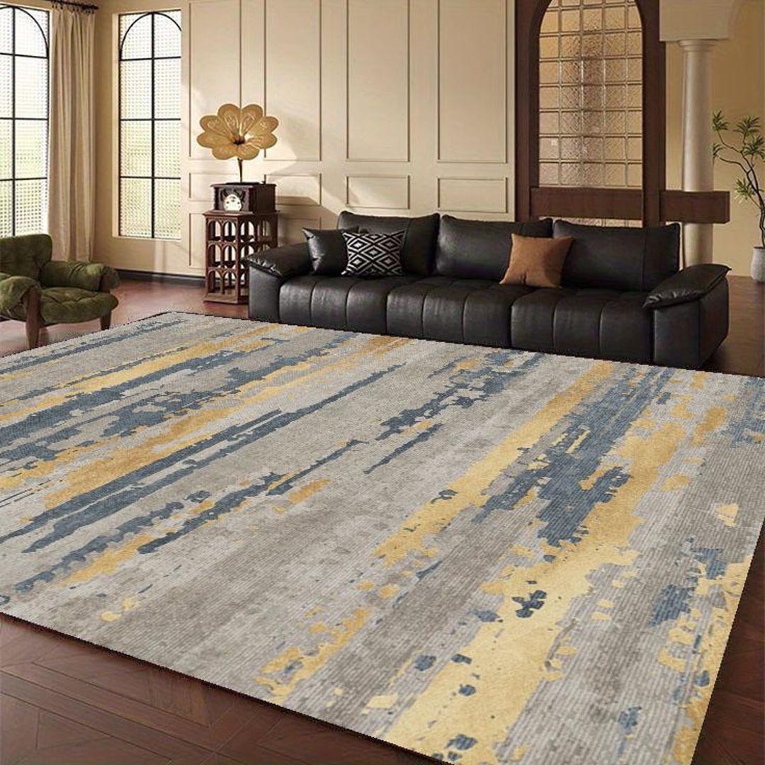 Luxury Abstract Gold Rug – Grey Modern Metallic Area Rug for Glam ...