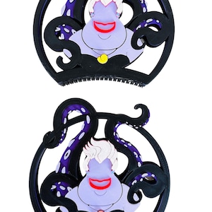 May include: Black Ursula-themed headband ears with purple tentacles and a smiling face. The text "EARS ONLY" is at the top. The text "See other listings for Complete headband set" is at the bottom. The design features a red mouth and a yellow necklace.