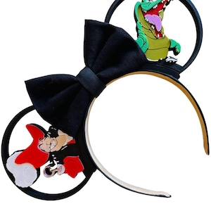 Pirate Villain & Ticking Croc Interchangeable Mouse Ears | Mix and Match 3D Printed Theme Park Accessory