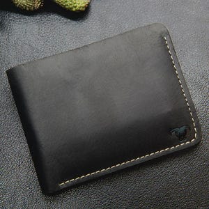 BlackEdge Black Leather Wallet for Men – Handmade Slim Bifold | Genuine Leather Wallet [With Customization]
