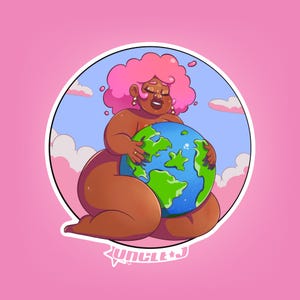 Mother Earth - Kenia Aufkleber - Black Poc Earth Day Charakter - Illustration - himmlisches Kunstwerk