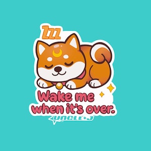 Il famiglio inutile del Magical Bro / Carino shiba assonnato / Decorazione per bottiglia d'acqua ispirata a Sailor Moon / Adesivo