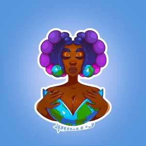 Adesivo Mãe Terra - Nairóbi - Personagem do Dia da Terra Black Poc - Ilustração - Arte Celestial