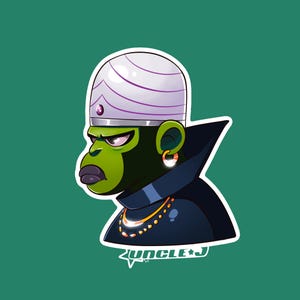 Pouty Puff Villain | Mojo-Jojo Sticker | nostalgic illustration inspired by the Power Puff Girls | cartoon character side profile