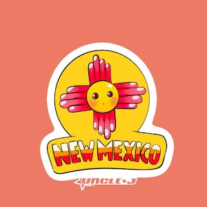 Niedlicher New Mexico Zia Sun Aufkleber - Kawaii State Pride Vinyl Aufkleber