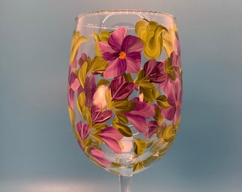 Hand Painted Wine Stems - Buds & Blossoms Purples