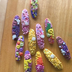 hand embroidered hair clips