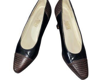 Allure Vintage Pumps Eidechsenprint Size 6.5 Career Office Casual 90s Preppy