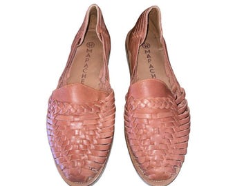 Huaraches Mapache hechos a mano, sandalias de cuero tejido, talla 9, estrechas, hechas en Oaxaca, NUEVAS.