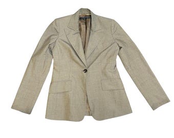 Anne Klein One Button Blazer Wool Blend Size 4 Career Office Professional Preppy