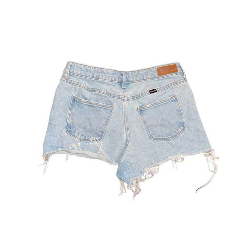 Wrangler Mid Rise Vintage Short Daisy Duke Jeans 8 Distressed Cowgirl Western Y2K image 2
