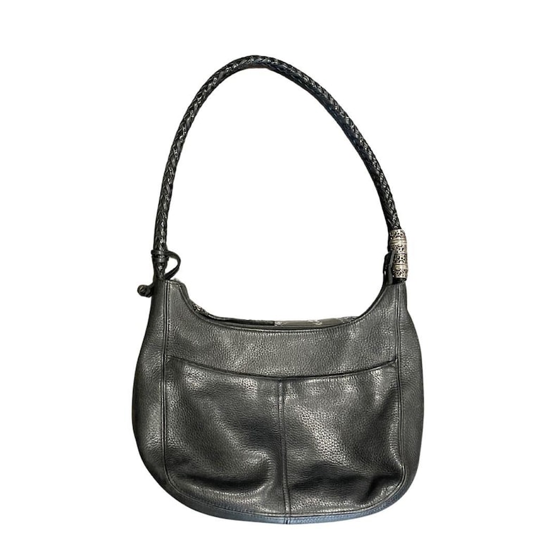 Brighton Barbados met rits aan de bovenkant hobo kiezelstenen leren schouder handtas gevlochten riem afbeelding 1