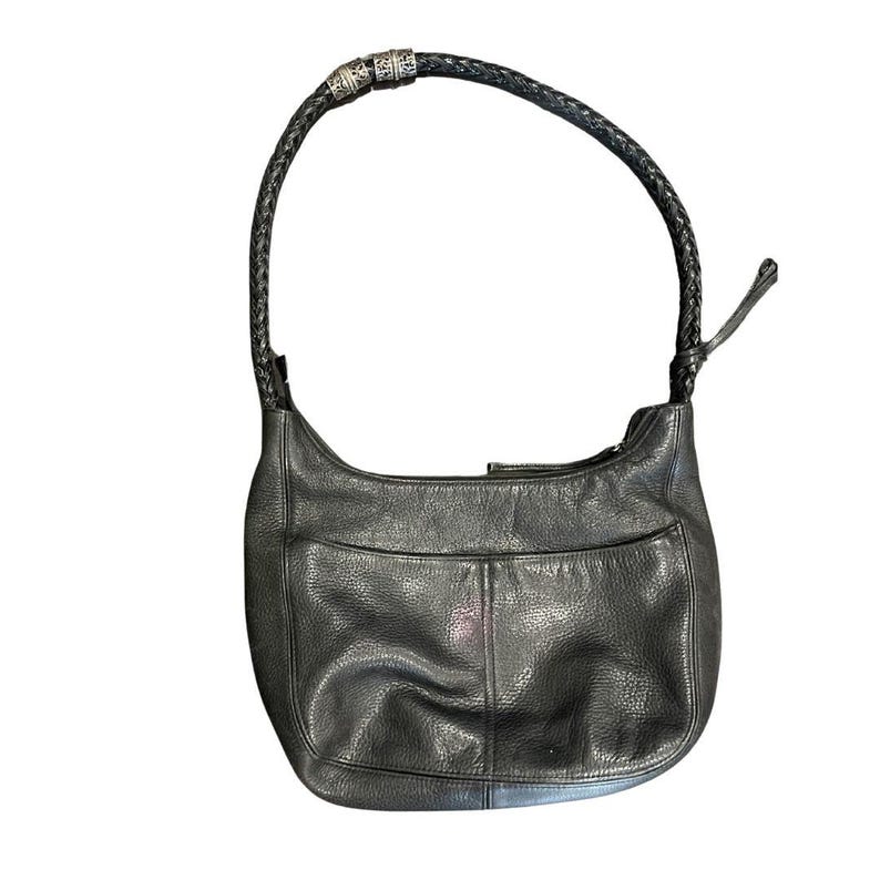 Brighton Barbados met rits aan de bovenkant hobo kiezelstenen leren schouder handtas gevlochten riem afbeelding 2