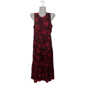 Adrianna Papell Sleeveless Floral Silk Maxi Dress Tie Waist SZ 10 Botanical Chic image 5
