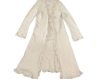 Max Studio Lange Offene Haferflocken grobstrick Strickjacke Duster Medium Y2K Boho