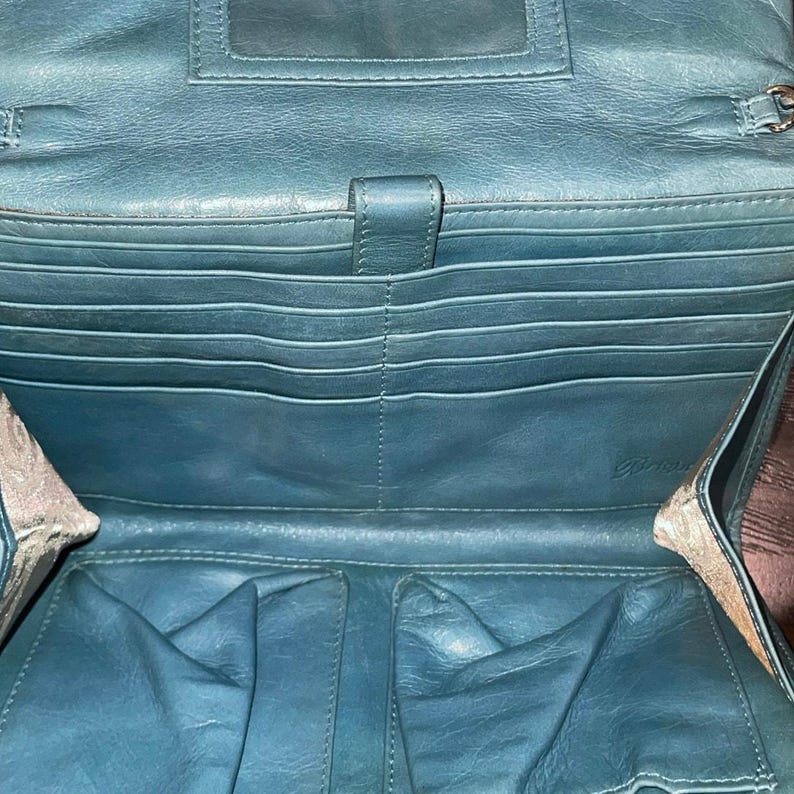 Brighton Vintage Turquoise Wallet Leather Purse Crossbody Western Cowboy 90s image 5