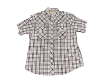 Wrangler Rancher - Chemise à carreaux western à boutons-pression perlée XL Cowboy vintage