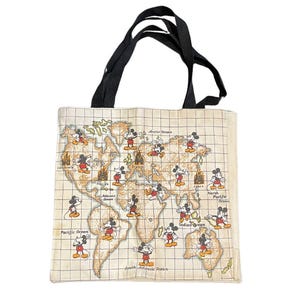 Walt Disney Company Mickey Mouse Around the World Canvas Tote Bag Vintage NWT image 1