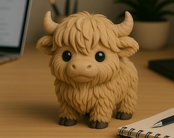 Highland Cow STL – Cute Kawaii Highland Cow 3D Print File – Printable Figurine