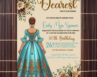 Bridgerton Themed Party editable through CORDL - digital product
