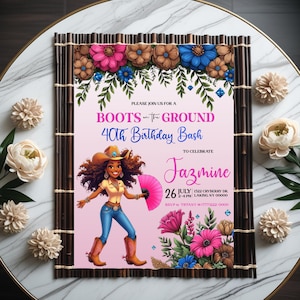 Boots On Ground Party Invitation editable through CORJL - digital image