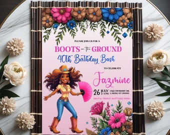 Boots On Ground Party Invitation editable through CORJL - digital image