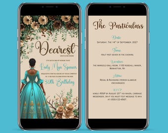 Animated Digital Invitation for Bridgerton Themed Party - Women of Color - Fully Editable in Canva