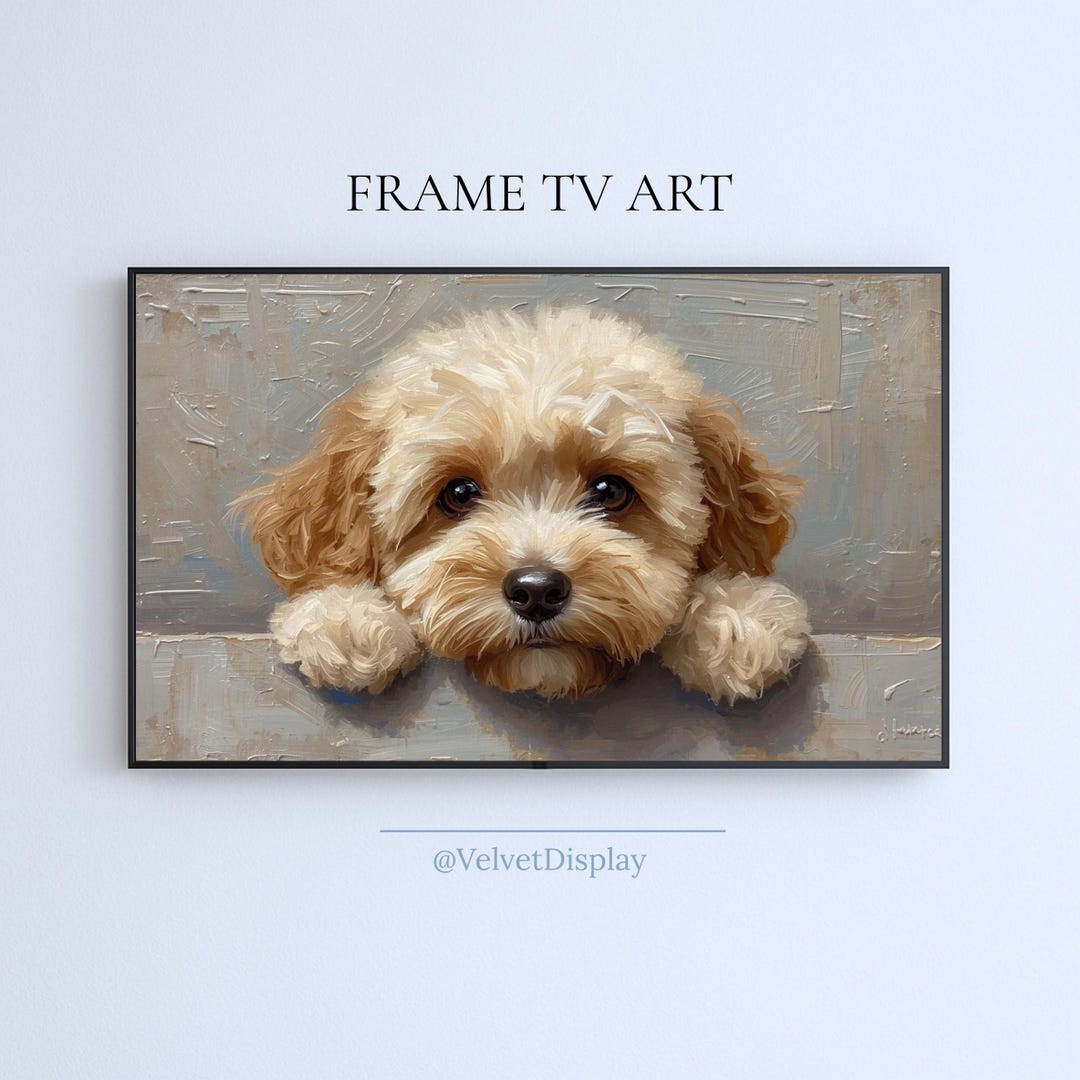 Vintage Cockapoo Dog Painting Frame Tv Art Samsung Smart TV Digital ...
