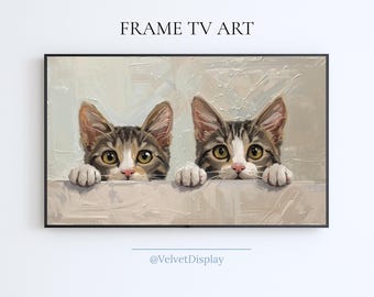 Vintage Cats Painting Frame Tv Art Samsung Smart TV Digital Download Cat Lover Art