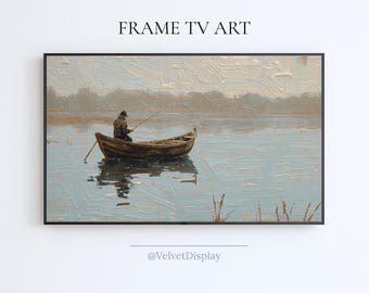 Fishing Frame Tv Art Vintage Landscape Painting Samsung Smart TV Digital Download Screensaver