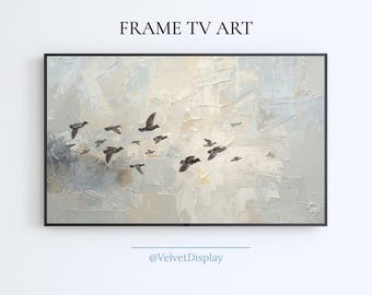 Vintage Flying Birds Abstract Painting Samsung Frame Tv Art Digital Download Screensaver