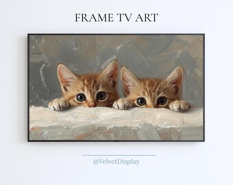 Vintage Cats Painting Frame Tv Art Samsung Smart TV Digital Download Cat Lover Art