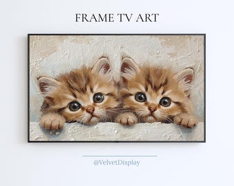 Vintage Cats Painting Frame Tv Art Samsung Smart TV Digital Download Cat Lover Art