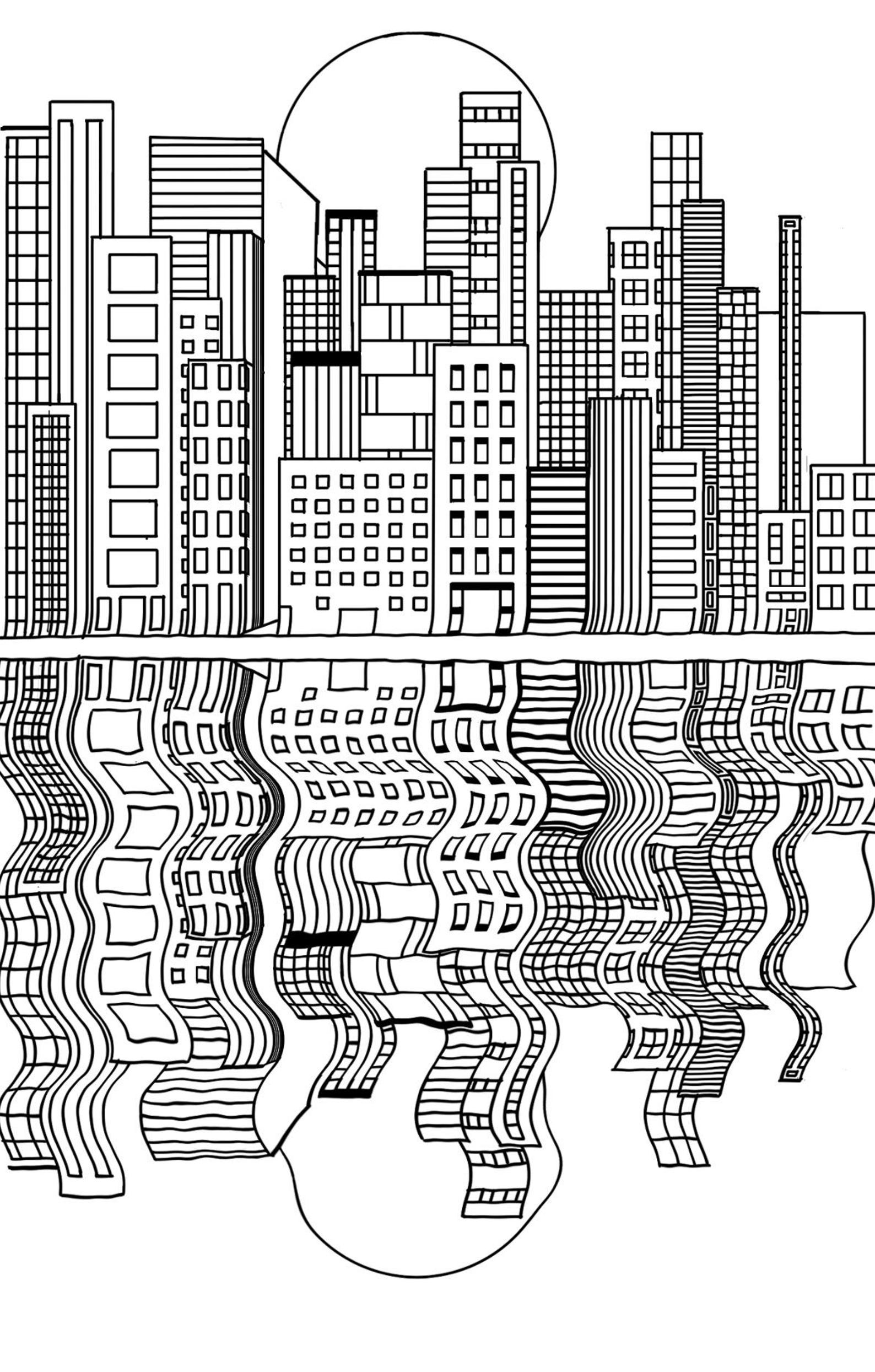 Big City Coloring Page New York City - Etsy