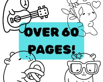 Capybara Coloring Book: 60+ Relaxing Animal Designs