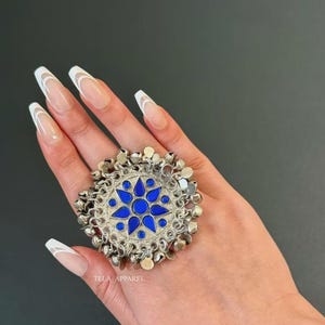 Handmade Afghan Kuchi Ring: Colorful Vintage Tribal Jewelry