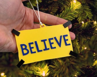 Inspirational Believe Poster Ornament - Sports Locker Room Style