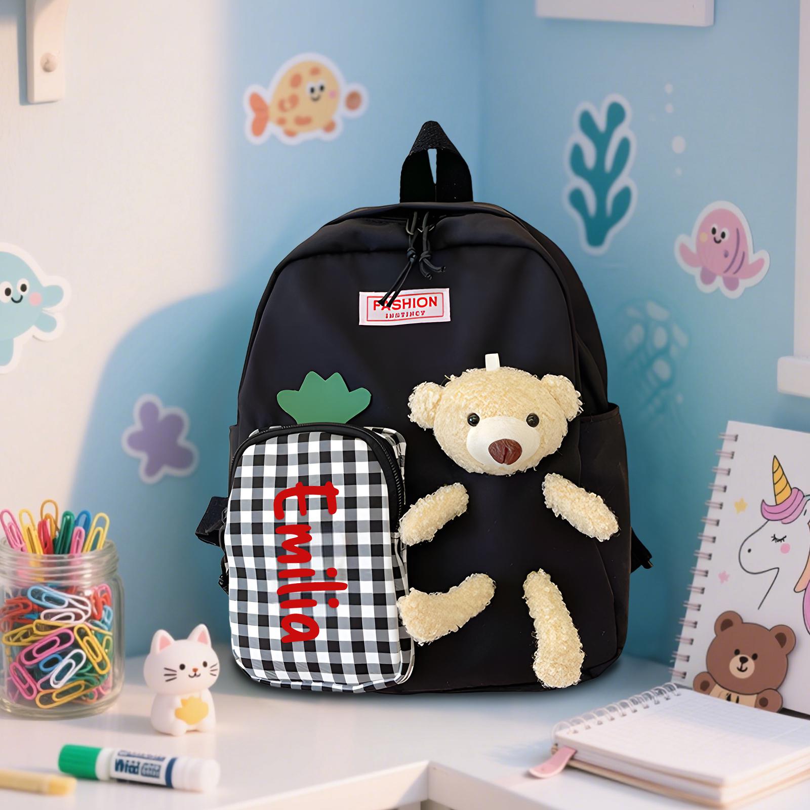 Teddy Bear Backpack Toddler Backpack, Custom Name Backpack, Children Name School Bag for Toddler,Back to School, Gift Birthday Child