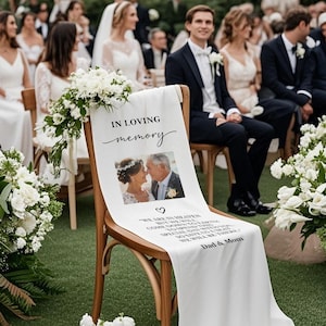 Reserviert Hochzeit Erinnerungsstuhl Zeichen, Benutzerdefiniertes Gedenkhochzeitsschild, Hochzeitsstuhl Banner In Erinnerung an die Lieben, personalisiertes Hochzeitsdekor