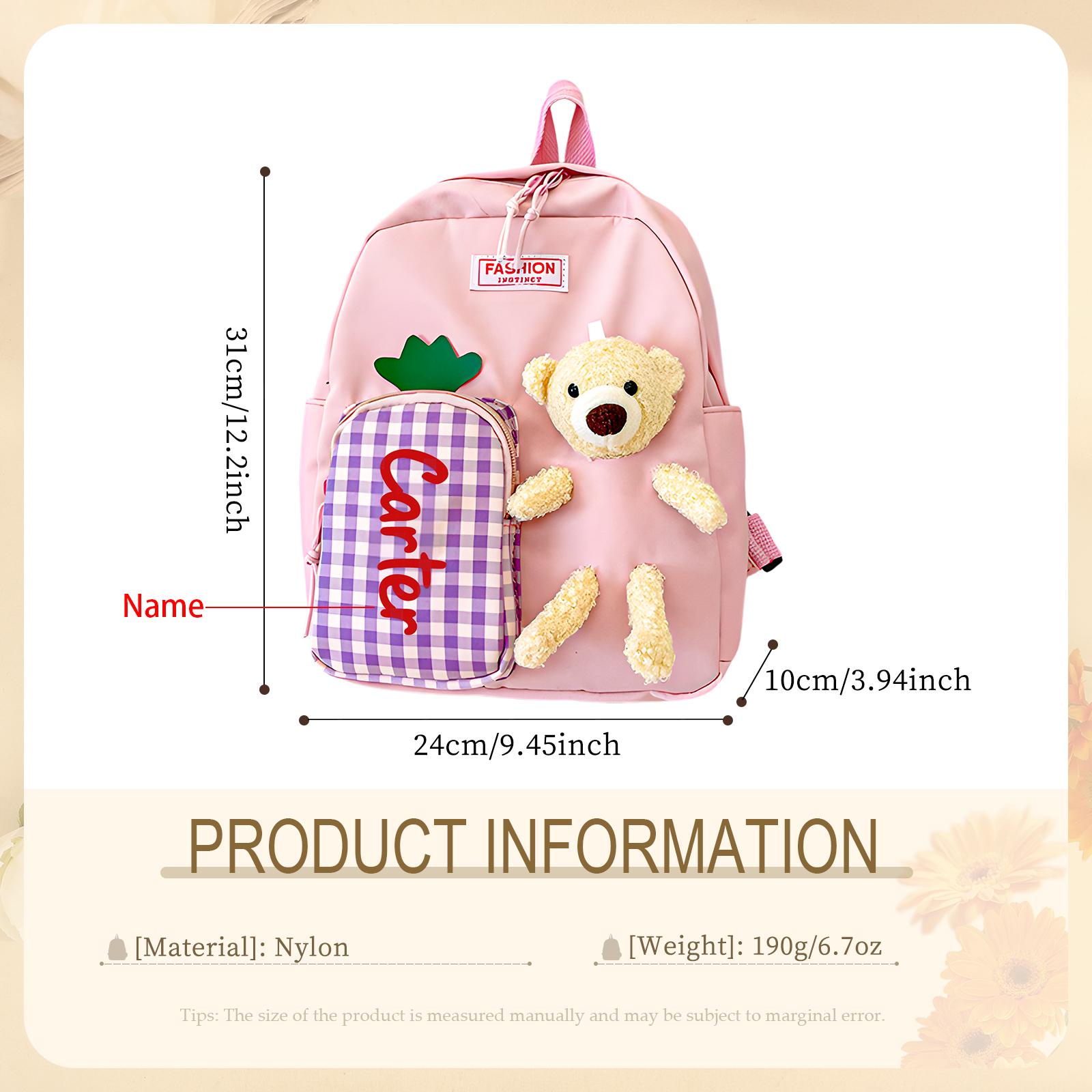 Teddy Bear Backpack Toddler Backpack, Custom Name Backpack, Children Name School Bag for Toddler,Back to School, Gift Birthday Child